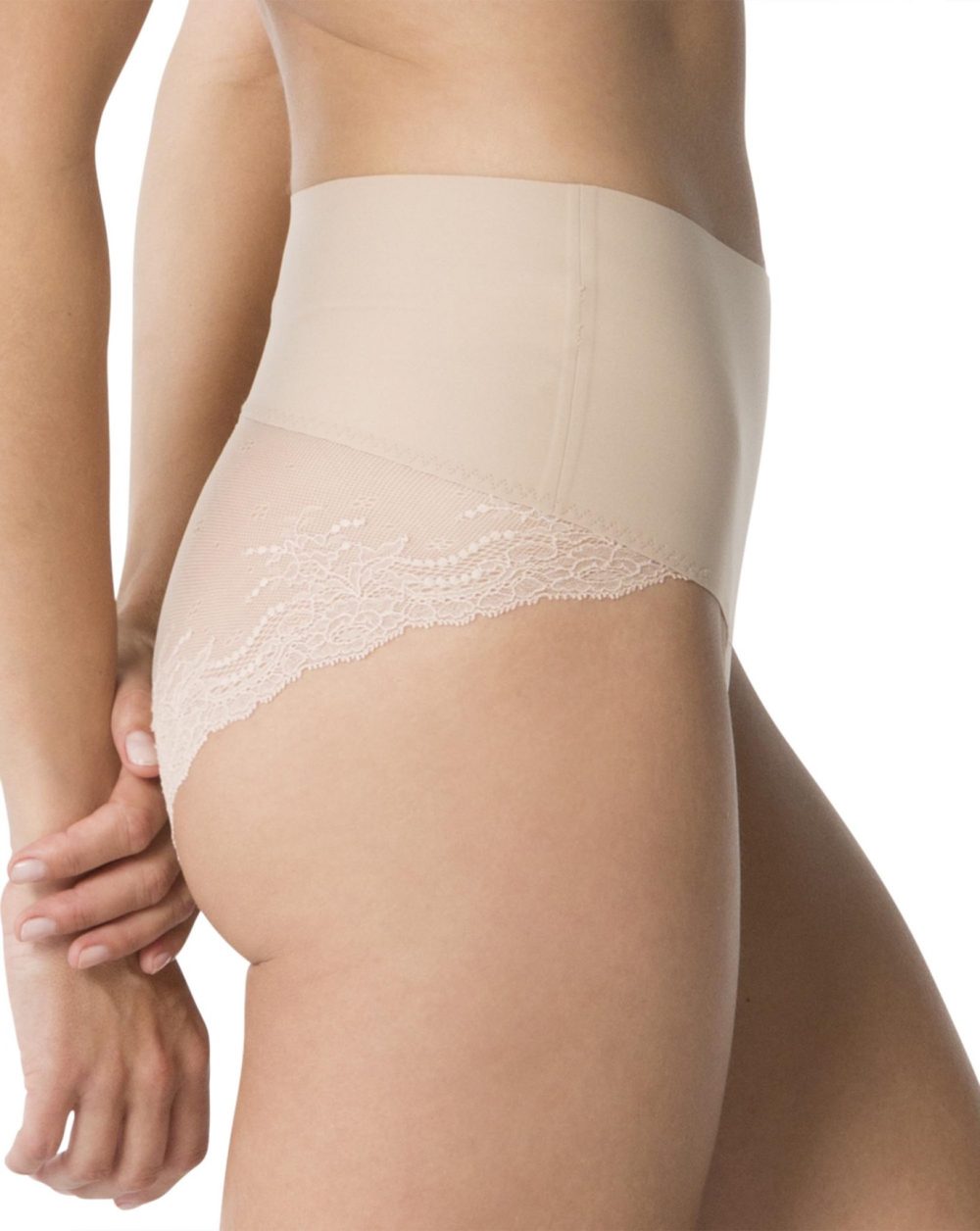 Tummy & Bottom Control with Cotton Gusset & No-Show Lace SP0415 Spanx Undie-Tectable Womens Nylon Cheeky Panty for Light Waist 