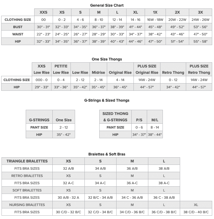 Hanky Panky Size Chart