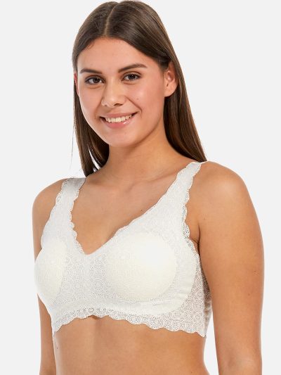 38B Bra Size Full Coverage Underwire Lace Bra - White02 / B / 38